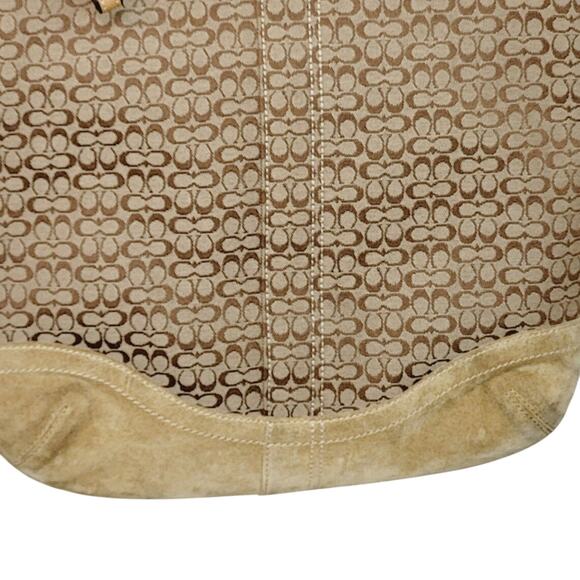 Vintage Y2K Coach Jacquard Small CC Logo Tan Suede Bottom Crossbody Purse - Picture 4 of 10